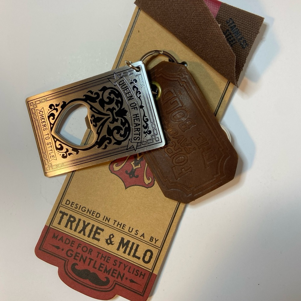 Trixie and Milo Queen Of Hearts Bottle Opener Key Ring